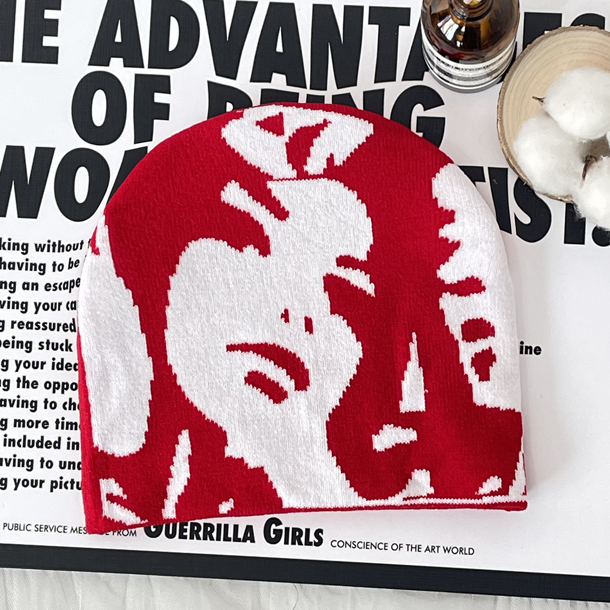 Unisex portreta raksta žakarda adīta cepure ikdienas tendences personība rudens un ziemas āra silts un auksts vīriešiem un sievietēm_voghion.com