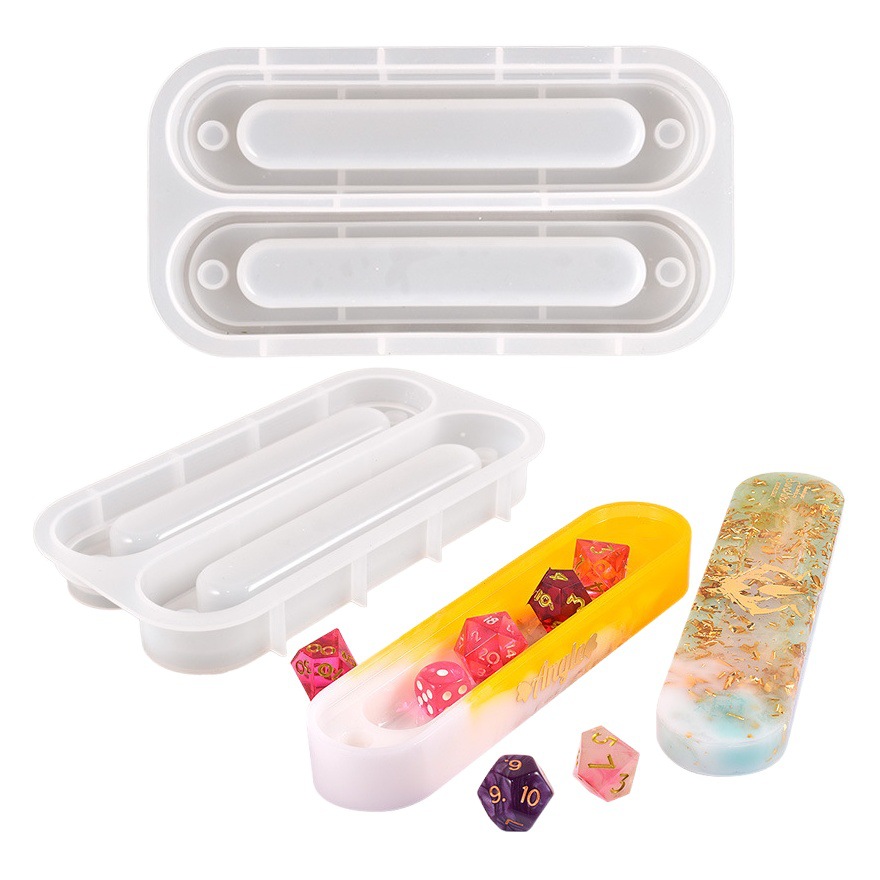 DIY poliédrico dados siete piezas conjunto juego de tablero de cristal epoxi dados hexagonales caja de almacenamiento de la joyería molde de silicona