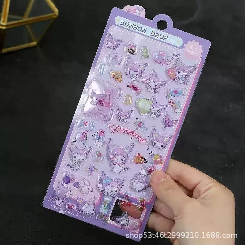 3D акриловые детские наклейки, японские мультяшные камни, лист 9.5×20 см, около 50 выпуклых элементов