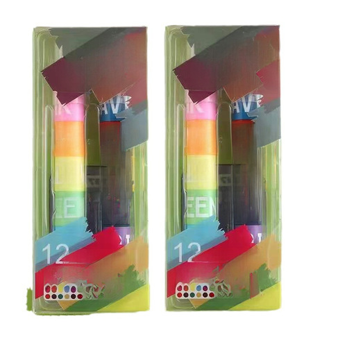 Overdue Solid Fluorescent Highlighters Cute Creative Multicolor Retro Doodle Pens 12-Color Striped Emphasis Highlighters
