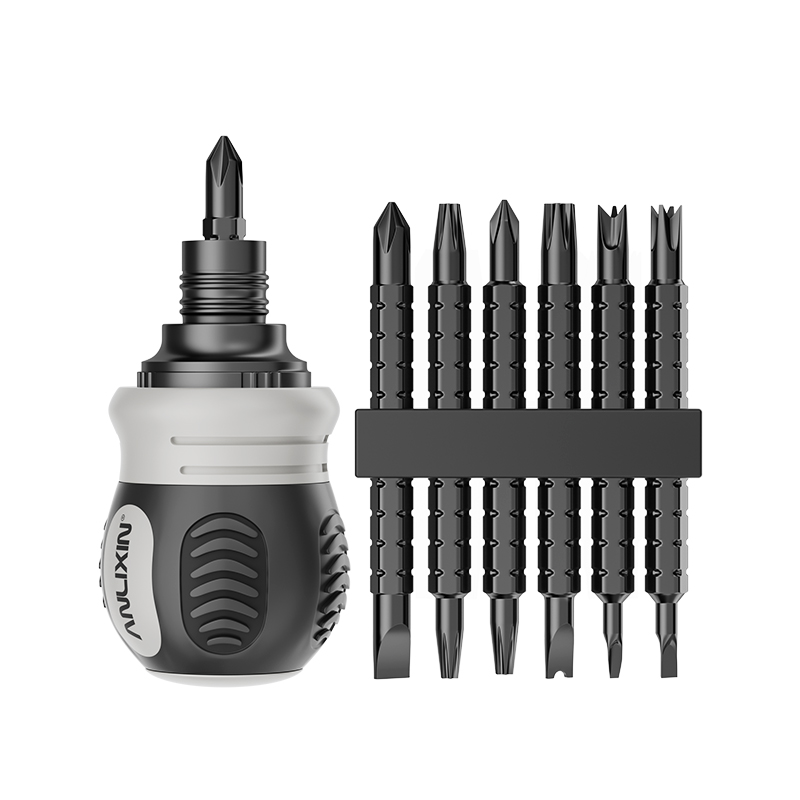 Un conjunto de destornillador de trinquete multifuncional, mango corto de ciruela, destornillador telescópico de doble propósito, hogar, una cruz, forma triangular YU