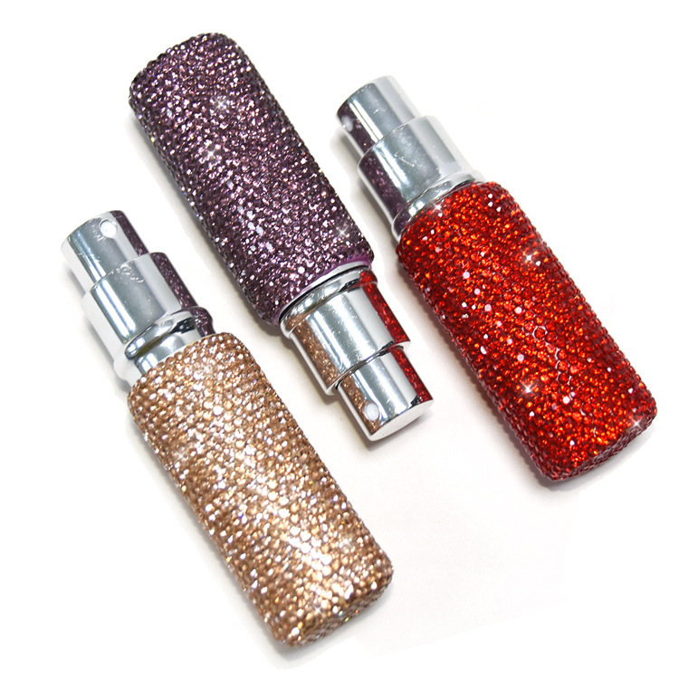 车载镶钻香水瓶15ml贴钻唇釉瓶钻石铝制香水喷雾瓶旅行补水分装瓶