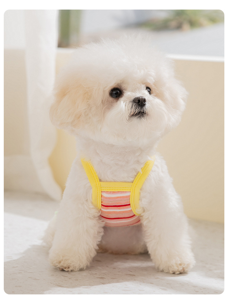 Gestreiftes Hasen-blumen-trägerkleid Für Hunde Sommerweste_voghion.com