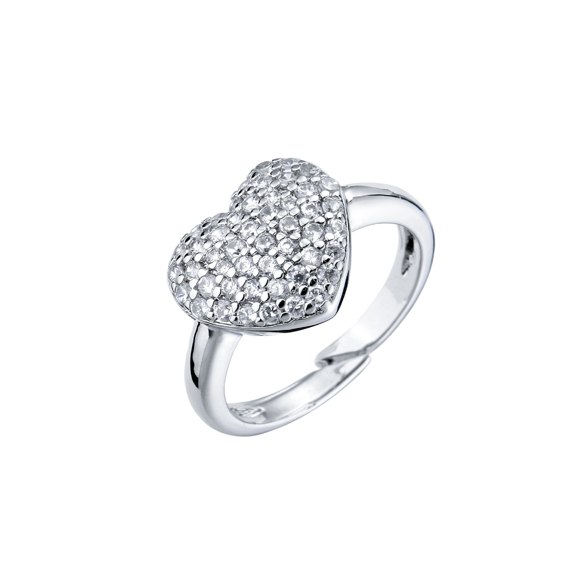 Plating Design Fashion Style Copper Micro-encrusted Zircon Peach Heart-shaped Opening Adjustable Ring