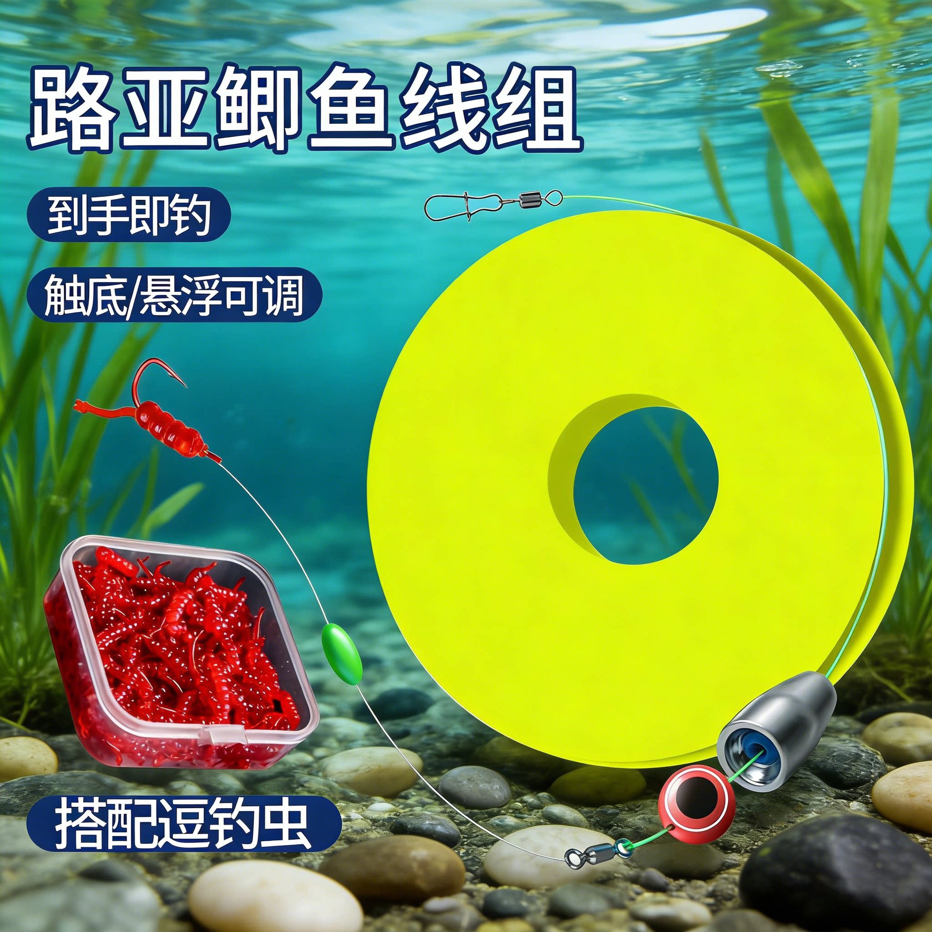 Lure Fishing Set for Crucian Carp, Genuine 5-Reel Fishing Set, Ready-To-Use Fishing Kit, Adjustable Bottom-Touching and Floating Fishing Line Set