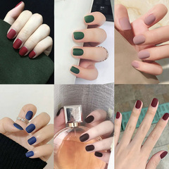New solid color frosted nails, short round, removable fake nail patches, finished products, wearable nails, jelly glue models, wholesale
