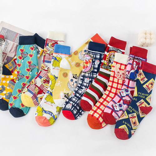 Cross-border socks, European and American fashion socks, high cotton socks, women's socks