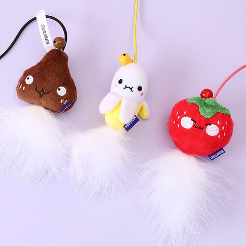 NianGao Rice Cake Cookies Cat Teaser Wand Cat Toys Feather Durable High Elasticity Catnip Silicone Handle