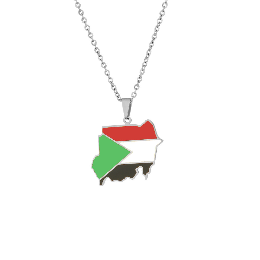 Halsketten Edelstahl Sudan Republik Karte Halskette Paare Titan Stahl Halskette trendige Accessoires_voghion.com
