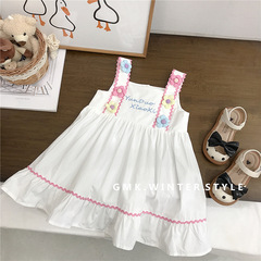 Girls dress, summer dress, children's new cotton flower style suspender dress, summer baby princess dress, thin section