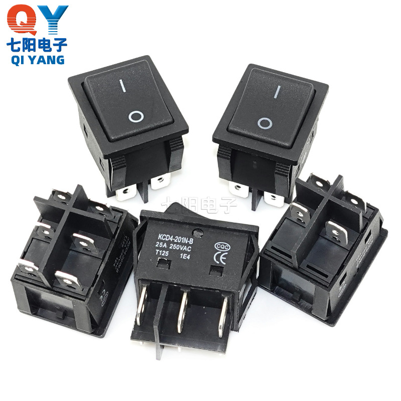 船型开关KCD4大电流25A30A电焊机开关四脚两档卡位翘板开关31*25