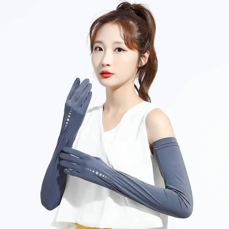 Guantes de protección solar de verano para mujer Protección de brazo alargado Protección UV manga de hielo Seda de hielo delgada larga guantes de equitación al aire libre