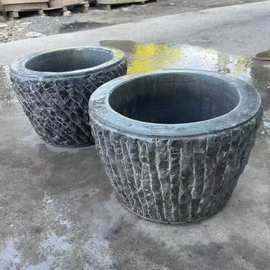 批发老青石青石盆家用庭院荷花大缸仿古园林景区雕刻养鱼石缸