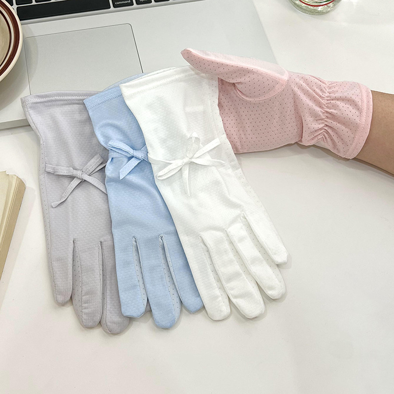 Pantalla táctil guantes de protección solar verano nuevo guantes de hielo anti-UV de cinco dedos para mujeres coreanas comercio exterior japonés al por mayor