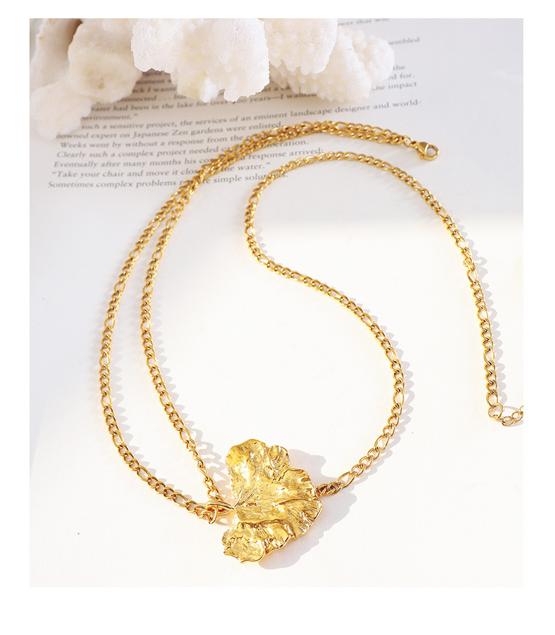 1 Piece Simple Style Leaves Titanium Steel Plating Necklace_colorza_5