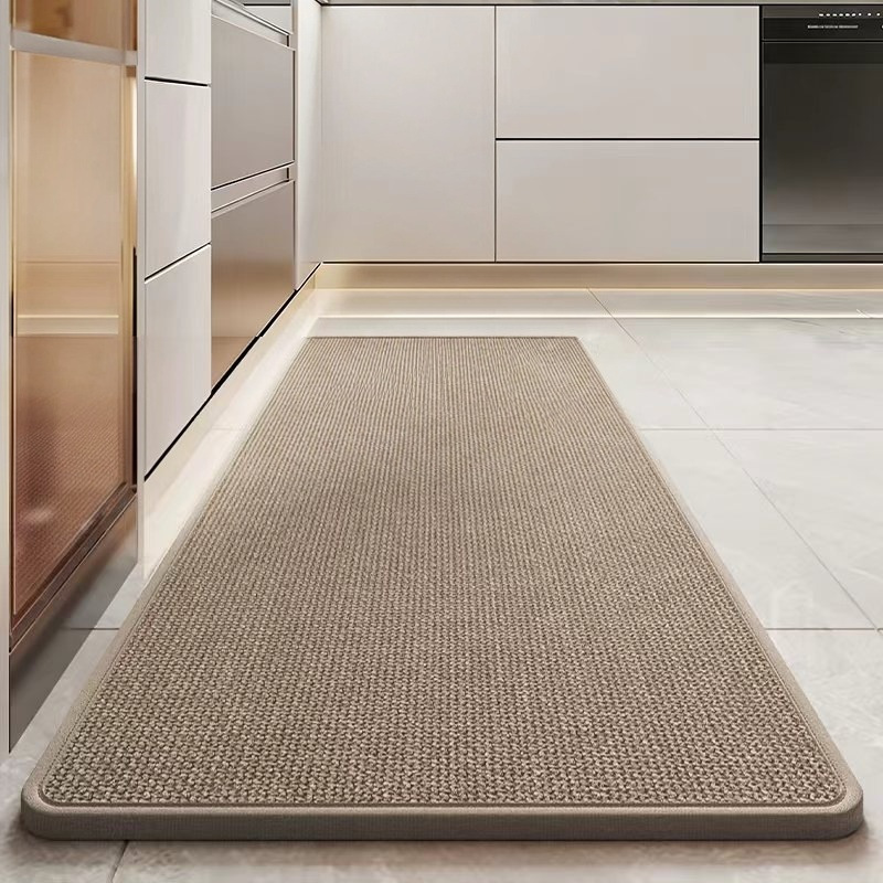 Modern Solid Color Kitchen Stain-Resistant Linen Non-Slip Long Strip Floor Mat Bathroom Absorbent Foot Mat Easy-Care Entryway Doormat