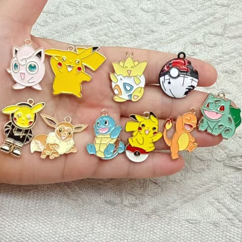 Cartoon Pokémon Poke Ball DIY Alloy Oil Drop Earrings Pendant Key Pendant Jewelry Accessories Direct Sales