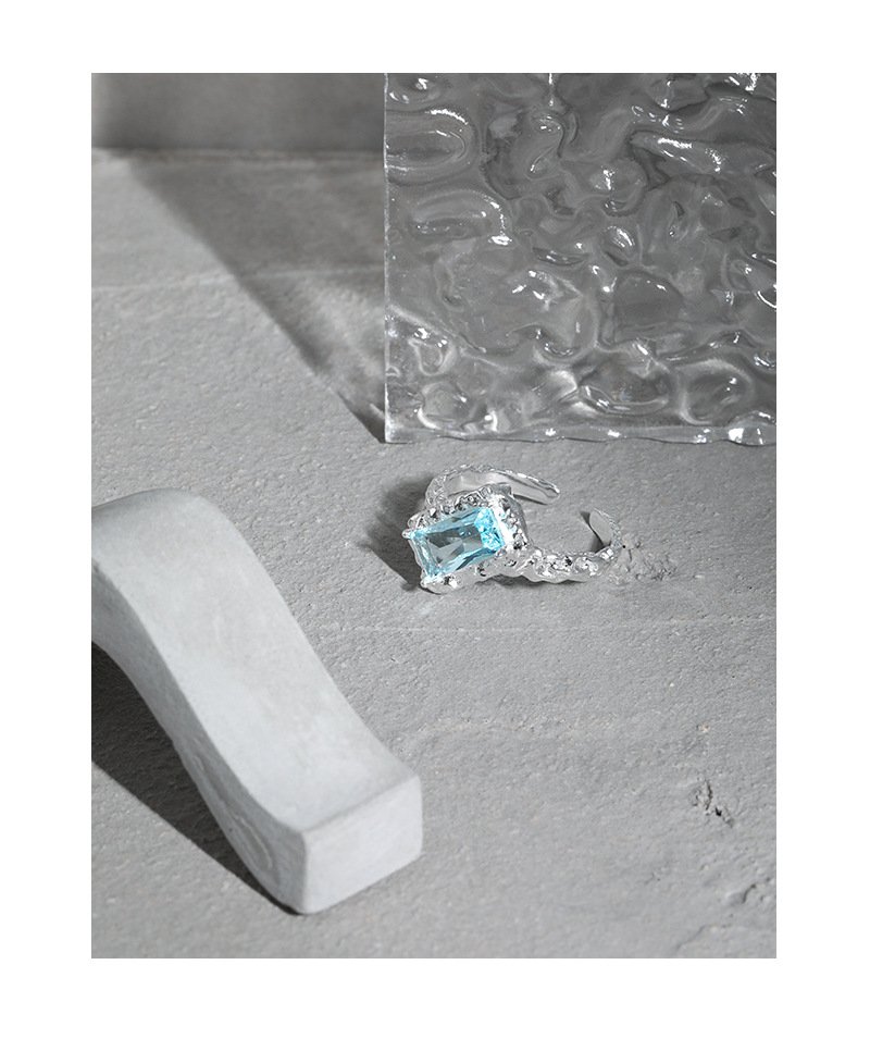 Fashion Square Sterling Silver Open Ring Plating Inlay Zircon 925 Silver Rings