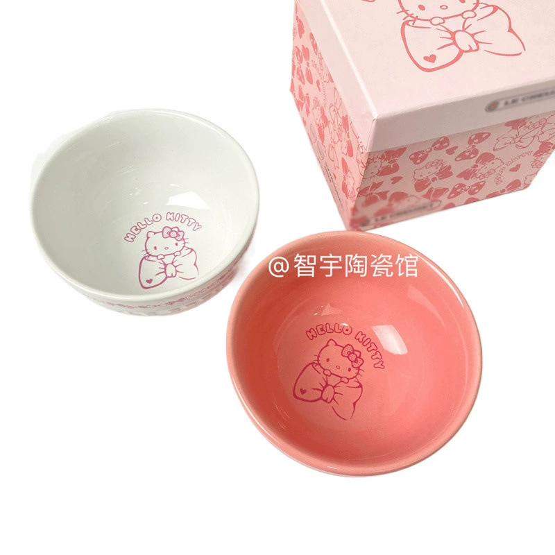 Hello Kitty, радужная керамическая тарелка для кормления, посуда, подарочная коробка