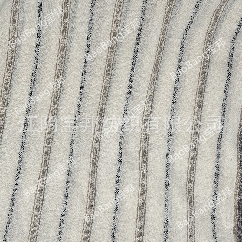 棉竖条纹皱布，可爱休闲的感觉