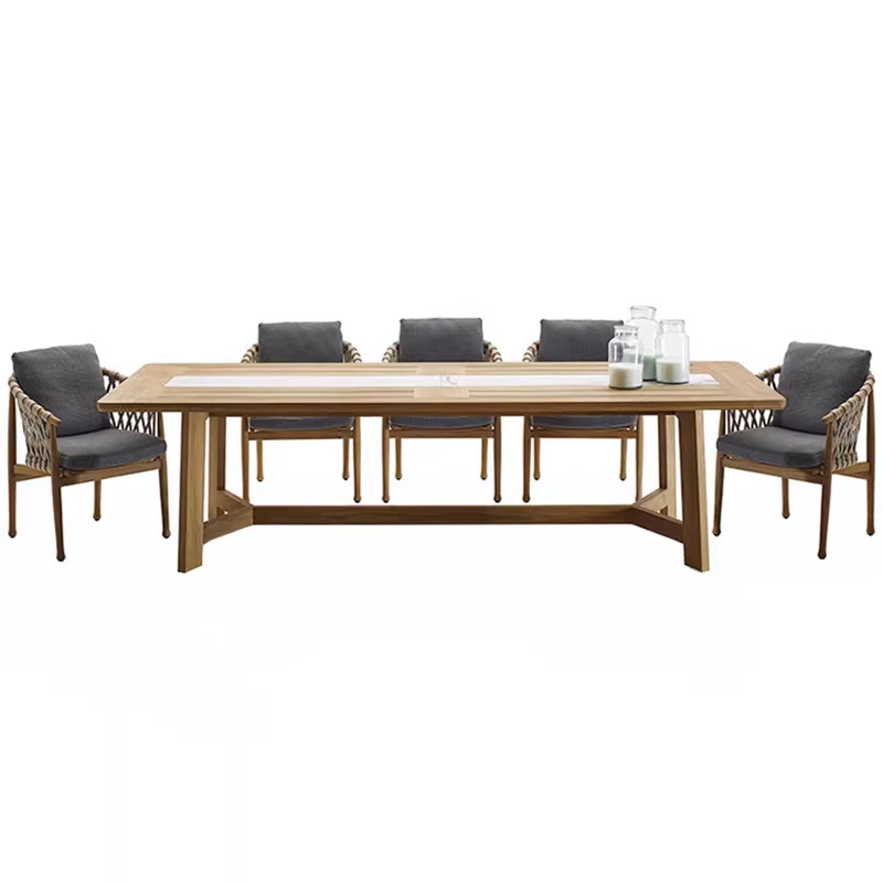 Mesa y silla de teca al aire libre Villa patio silla de caña Mesa y silla de comedor de madera maciza Muebles combinados silla de jardín silla de balcón silla de caña