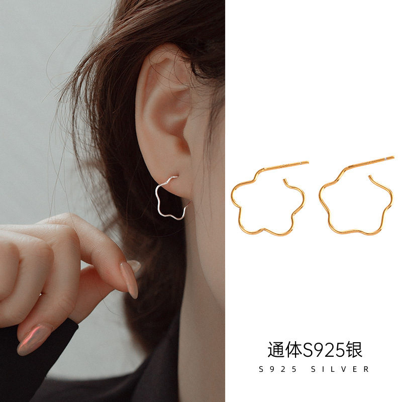 925純銀素圈耳釘女耳環耳飾網紅ins潮花朵可愛甜美少女心配飾新款