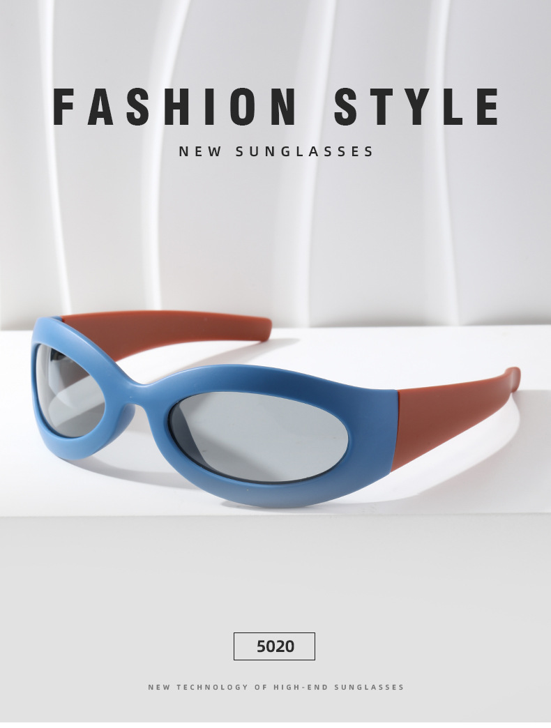 81g Weight Full Frame Glasses Structure Sunglasses Classification Tac, UV400 Protection Lens Material Oval Frame Glasses Style Y2K Color Block Tac UV400 Protection Oval Frame Full Frame Men's Sunglasses