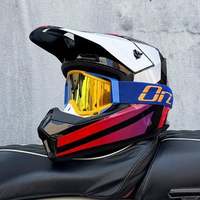 Women, Rally Full-Face Helmet, Mountain – Motosiklet kaskı (dəbilqə) - red-stealth-orz-orange-frame-gold-mirror-s