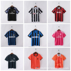 卸売レトロサッカーユニフォームレアルマドリードホームユベントスACインターナツェッカーノオランダホームアウェイ半袖クラシックレトロジャージ