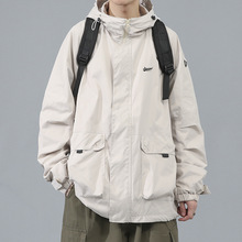 日系工装夹克春秋季美式潮牌大码青少年冲锋衣外套男秋装休闲痞帅