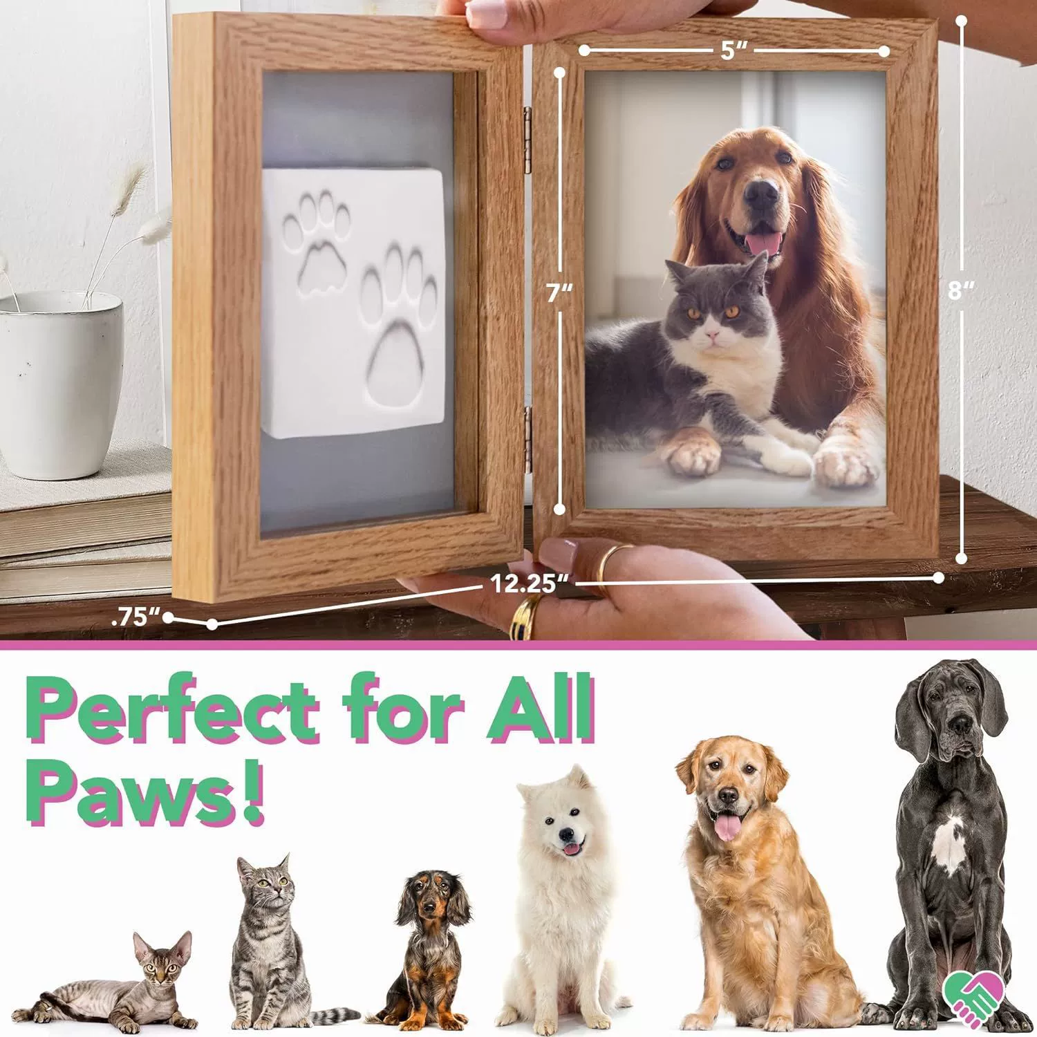 Pet Dog Paw Print Нога Печать Сувенир Pet Cat Твердая деревянная фоторамка костюм DIY