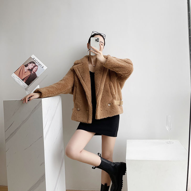 2025 Autumn/Winter New m Brand Teddy Bear Short Coat Teddy Alpaca Fur Coat for Women