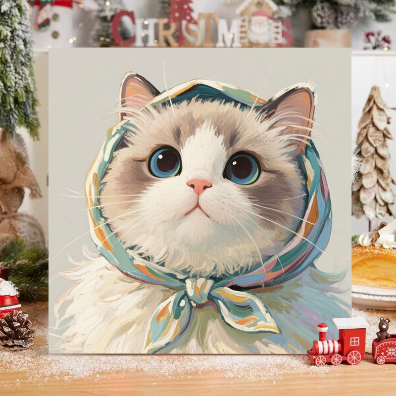 Healing Cat Cartoon Animal Series Word Oil Painting DIY Coloring and Painting Handmade Painting Healing Decorative Painting