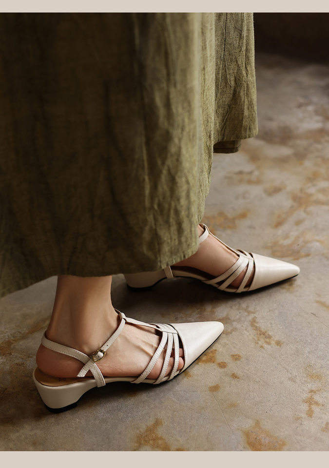 Sandal nữ mũi nhọn quai chữ T gót 5 cm phong cách Hàn Quốc — đen chi tiết 10
