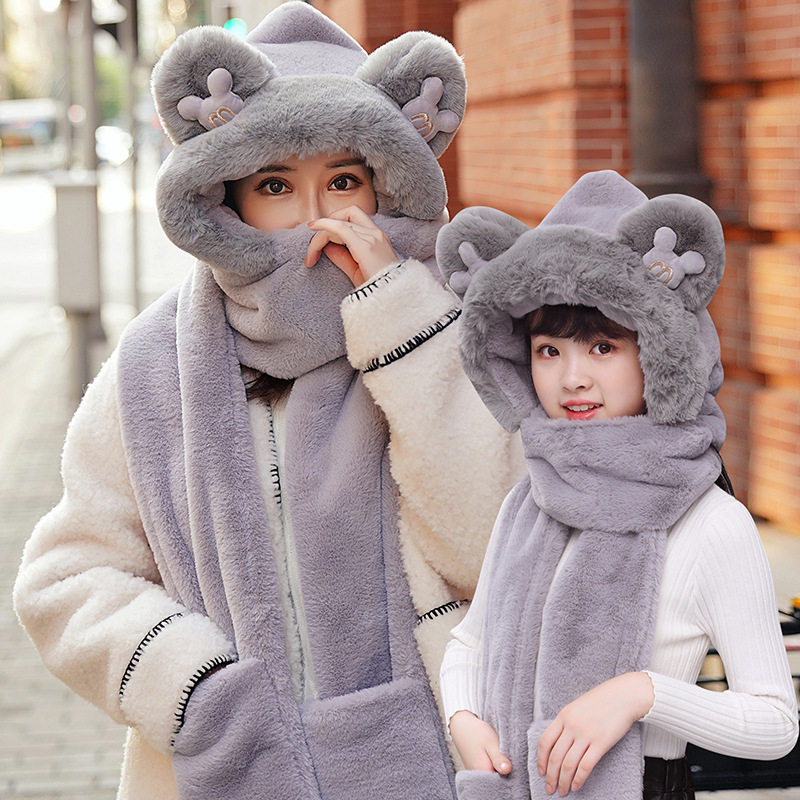 Parenting Hat glove scarf Three new pattern Little Bear Antlers Mickey keep warm thickening Collar Manufactor On behalf of