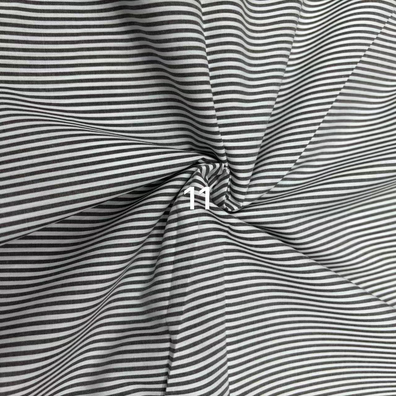 全棉50S高支高密深咖色多色条子男装女装衬衫工作服面料包边条布