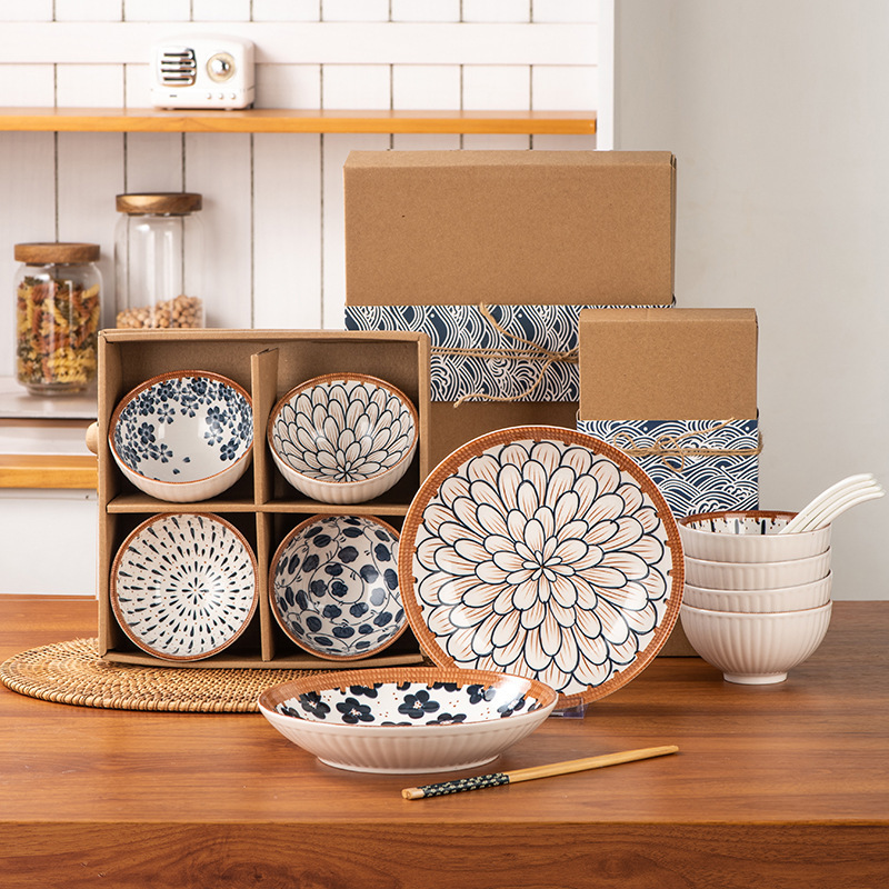 Creative ceramic cowhide box tableware suit bowl dish gift box opening activity gift business promotion gift