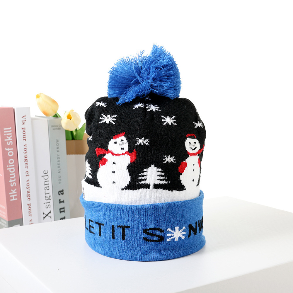 Sombreros de invierno y otoño transfronterizos de moda de Navidad sombrero de navidad sombrero de punto LED colorido luminoso caliente adulto