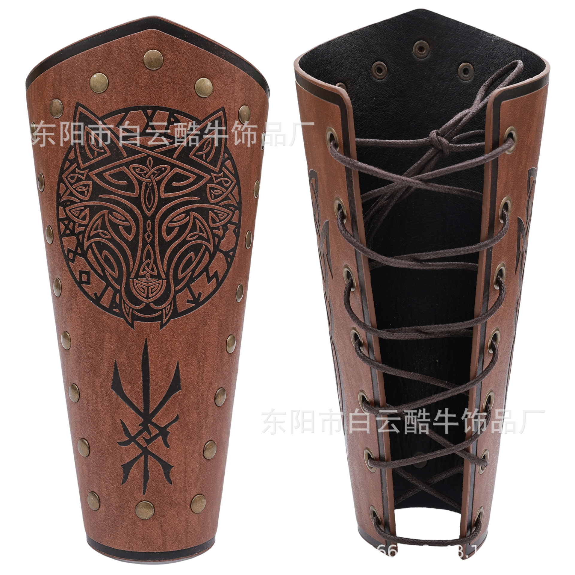 Pulseras exageradas de gran venta de Temu, pulseras con remaches de PU de estilo medieval, protectores de brazos de ciclismo con cuerda encerada personalizada, accesorios de COSPIAY