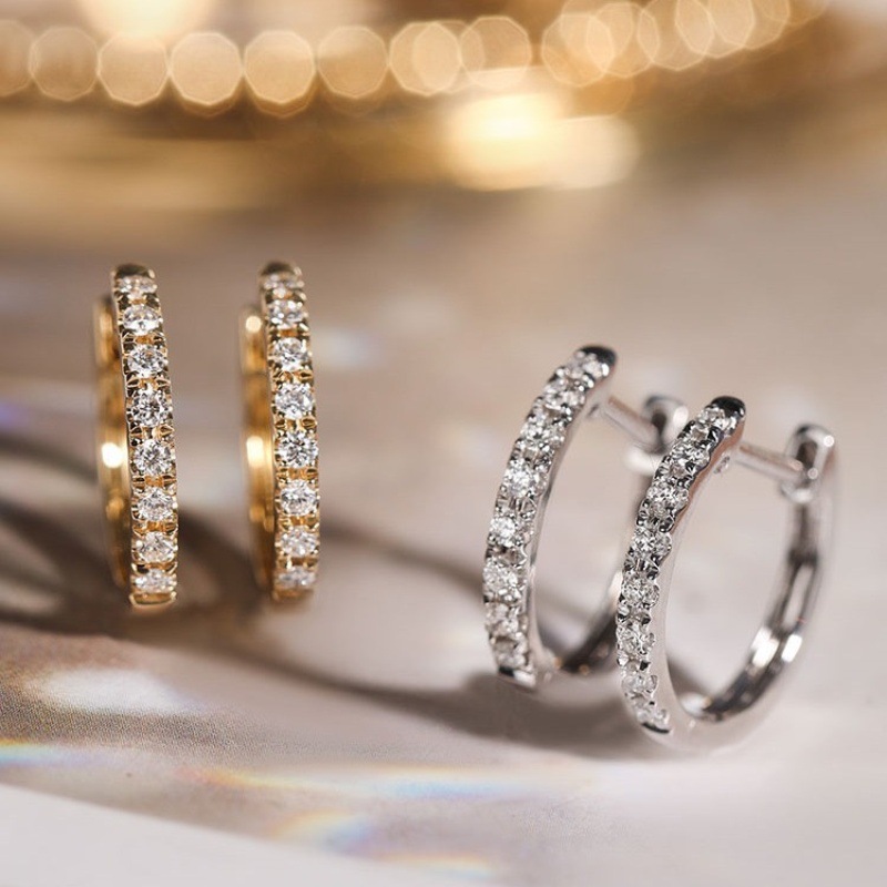 7g Weight 925 Sterling Silver Ear Needle Material Zircon Inlay Material 1 Pair 925 Sterling Silver Zircon Solid Color Earrings