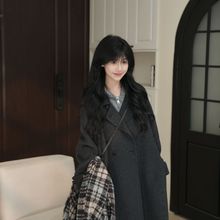双面毛呢大衣气质百搭时尚中长款大衣女士春秋冬季反季亚马逊
