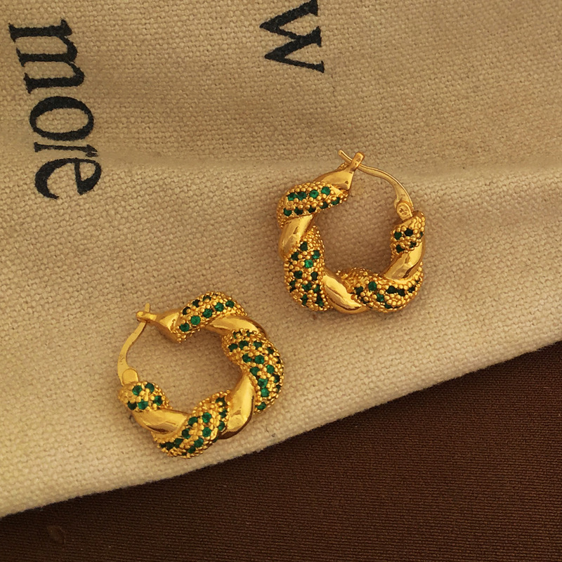 Fashion Geometric Copper Hoop Earrings Plating Zircon Copper Earrings