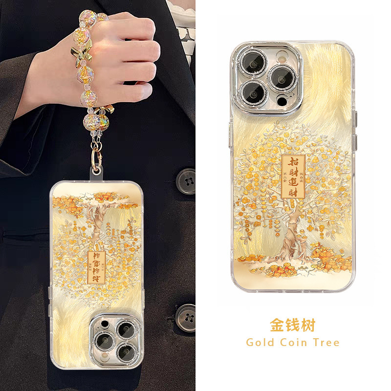 招财树手链适用苹果15promax手机壳iphone17羽纱16中国风14高级感|undefined