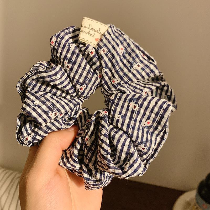 韩系清冷~蓝色碎花大肠发圈女春夏季高级感百搭大号发绳头绳发饰|undefined