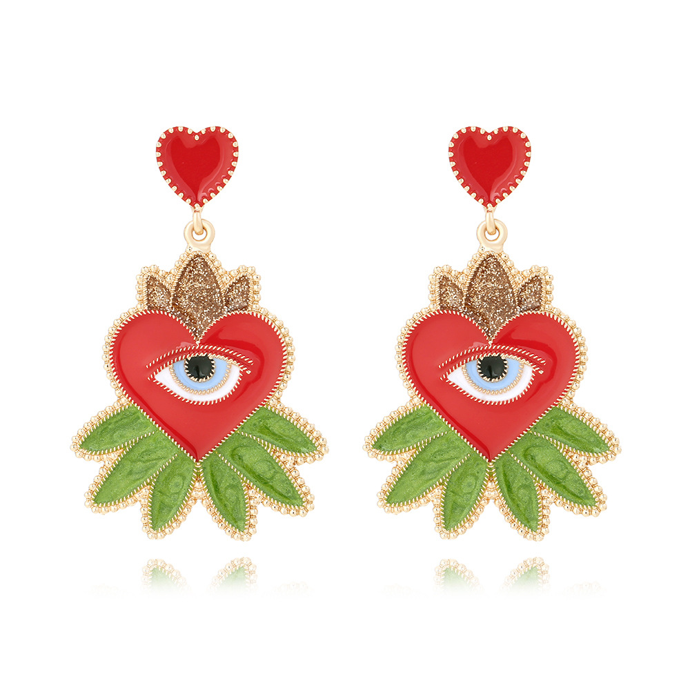 24g Weight Zinc Alloy Ear Needle Material Drop Earrings Classification 1 Pair IG Style Modern Style Devil's Eye Enamel Plating Zinc Alloy Drop Earrings