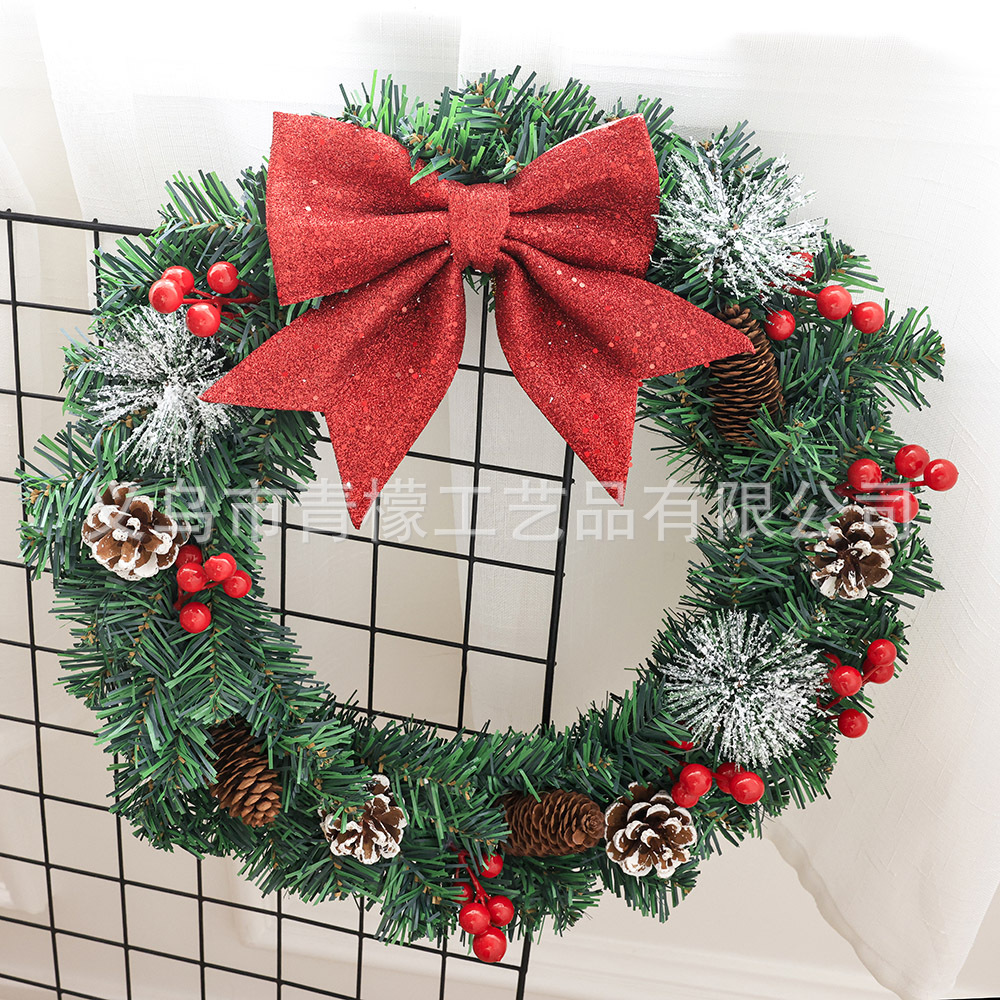 Nuevas guirlas de pino de Navidad vinas de Navidad decoración de fruta roja hecha a mano PVC guirlas de Navidad decoración de fiestas
