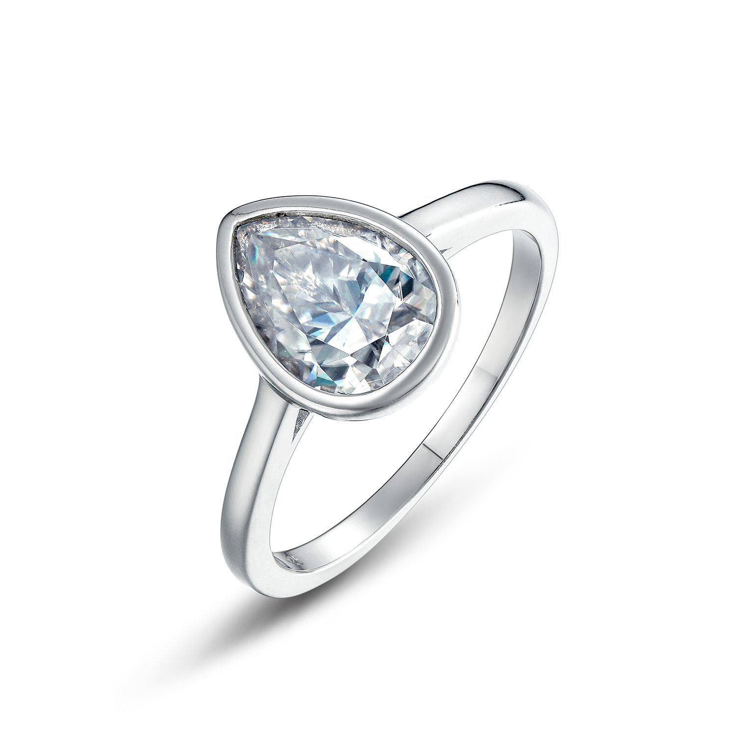 Especial transfronterizo para gotas de agua, anillo de piedra de moissanita brillante femenino S925 con incrustaciones de plata D anillo de dedo de Moissan, atmósfera simple europea y americana