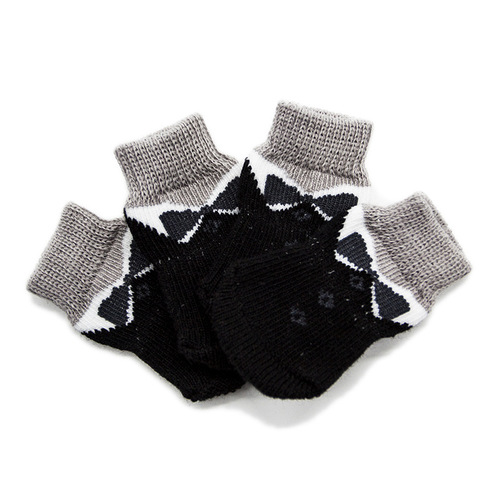 Classic Two-Piece Pet Socks for Dogs, Non-Slip and Warm, Suitable for Teddy and Poodle