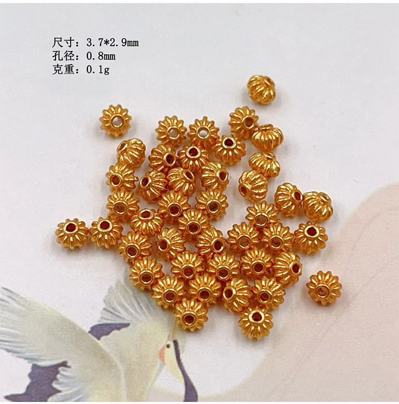 Weighed by the Gram, S925 Silver Gold-Plated Bracelet Necklace Charms DIY Handmade Spacer Beads Semi-Finished DIY Bead Accessories Wholesale