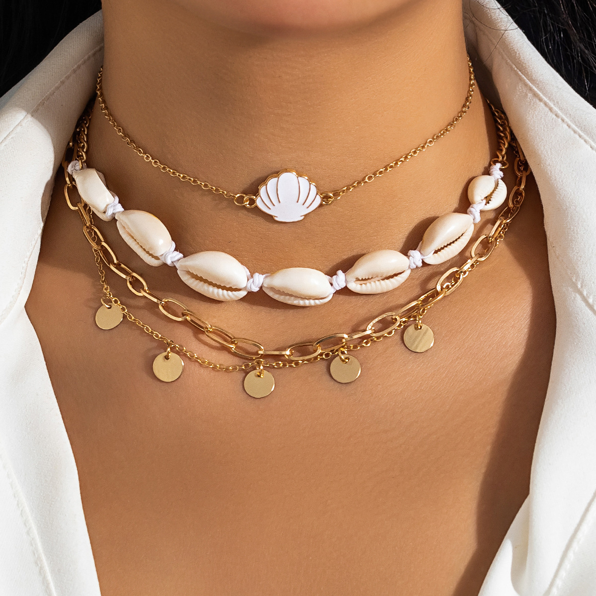 29g Weight Imitation Pearl Pendant Material Layered Necklaces Classification Alloy, Iron, Copper Chain Material 1 Piece Quantity Beach, Tea Party Occasion Imitation Pearl, Alloy, Copper Material Scallop, Starfish Pattern Women's Gender Beaded, Plating Design Elegant, Marine Style, Streetwear Style Elegant Marine Style Streetwear Scallop Starfish Imitation Pearl Alloy Copper Wholesale Layered Necklaces 3
